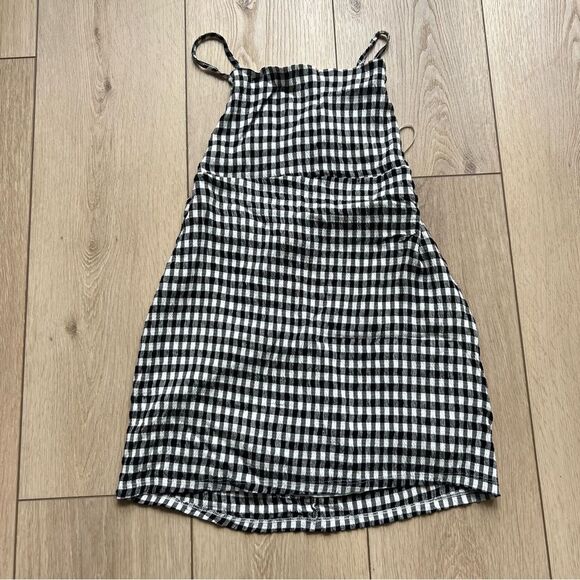 NWT Pull&Bear Black and White Gingham Strappy Mini Dress Size XL - Picture 5 of 13